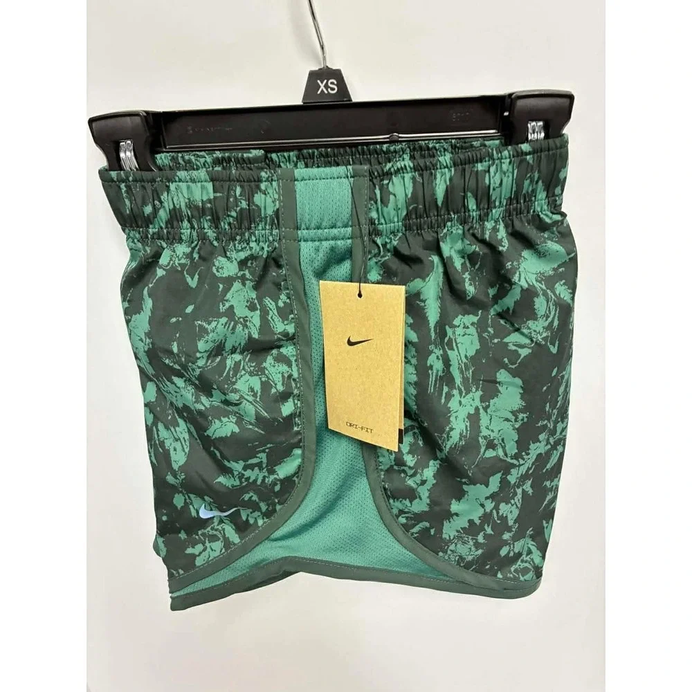 Nike Womens Green Printed Tempo Dri Fit Brief Lined Running Shorts Size XS NWT
